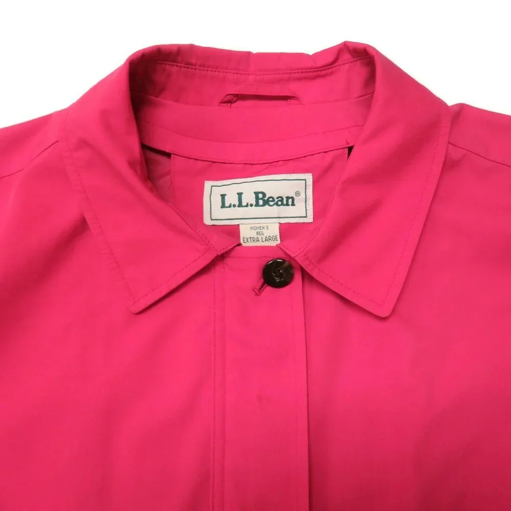 LL Bean 3 in 1 Jacket Womens XL Pink + Bucket Hat Long Trench Nylon Wool Rain‎